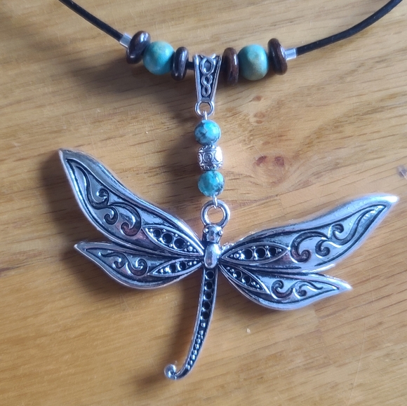 Handmade Boho Dragonfly Necklace - Picture 1 of 7
